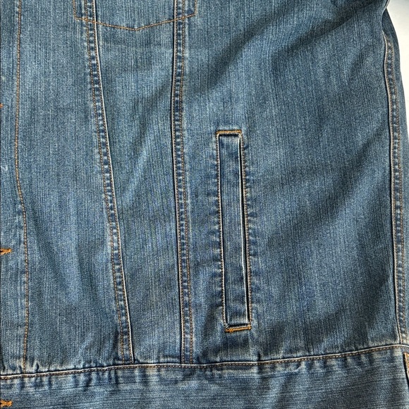 Wrangler blanket lined corduroy collar button down blue denim jean jacket - Picture 10 of 16